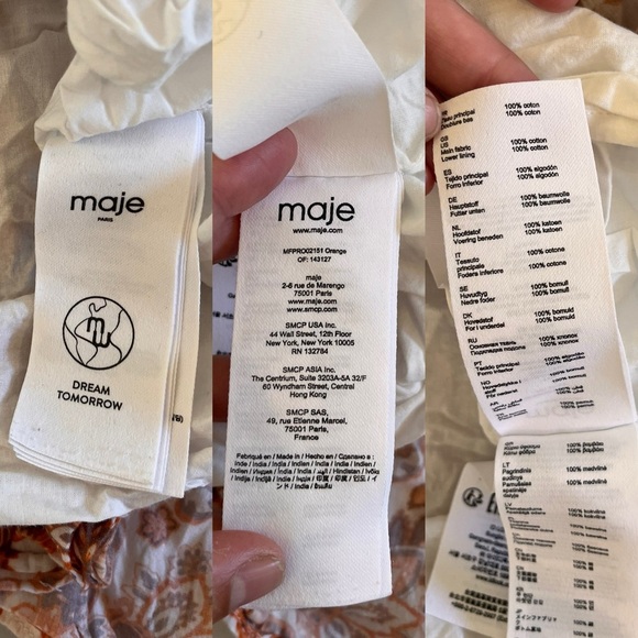 Maje Paisley Ruffled Maxi Dress Orange - Picture 9 of 12